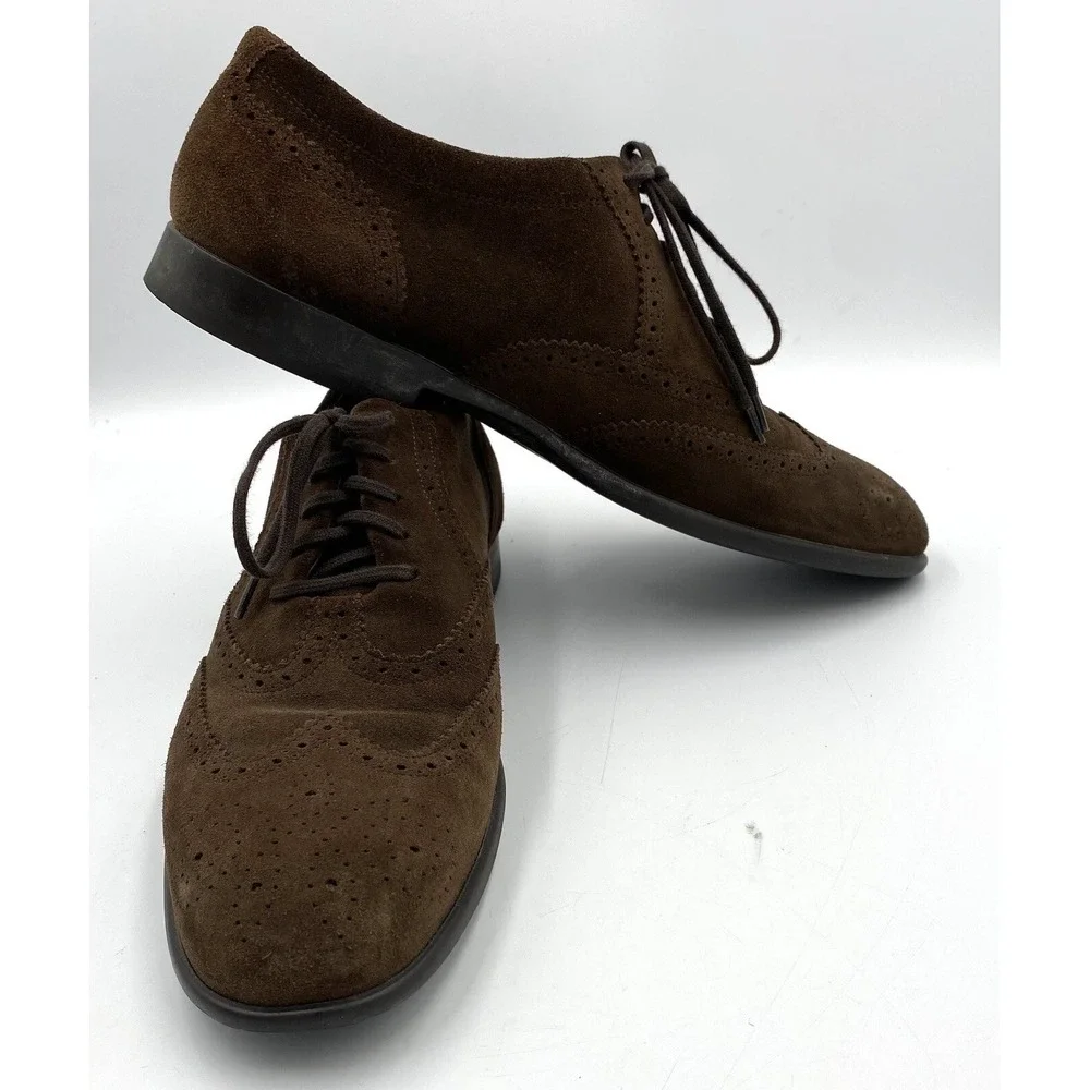 JM Weston Men's Suede Leather Oxford Dress Shoes Brown Size‎ 7.5 D